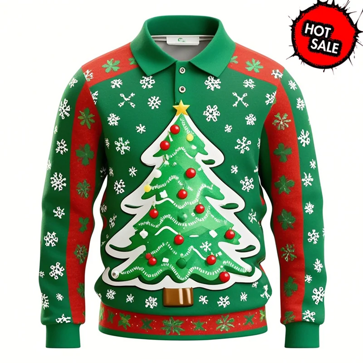 Drune | Santa Claus Polo Shirt - Stylisches Herren Polohemd mit 3D-Druck & atmungsaktiver Baumwolle
