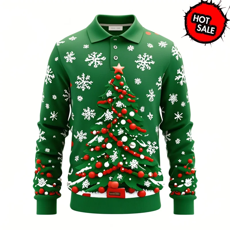 Drune | Santa Claus Polo Shirt - Stylisches Herren Polohemd mit 3D-Druck & atmungsaktiver Baumwolle