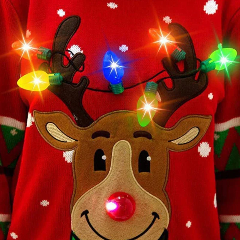 Drune | Weihnachts-Pullover mit LED-Beleuchtung - Warmer & Stilvoller Damenpullover mit Rentiermuster