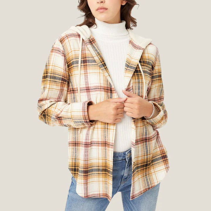 Drune | Karierte Hemd mit Kapuze und Knöpfen Baumwolle/polyester Lässig und Trendy