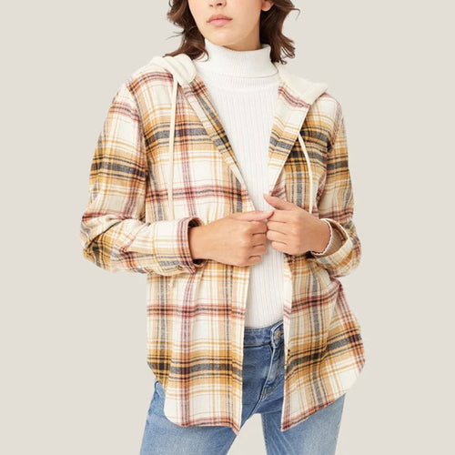 Drune | Karierte Hemd mit Kapuze und Knöpfen Baumwolle/polyester Lässig und Trendy