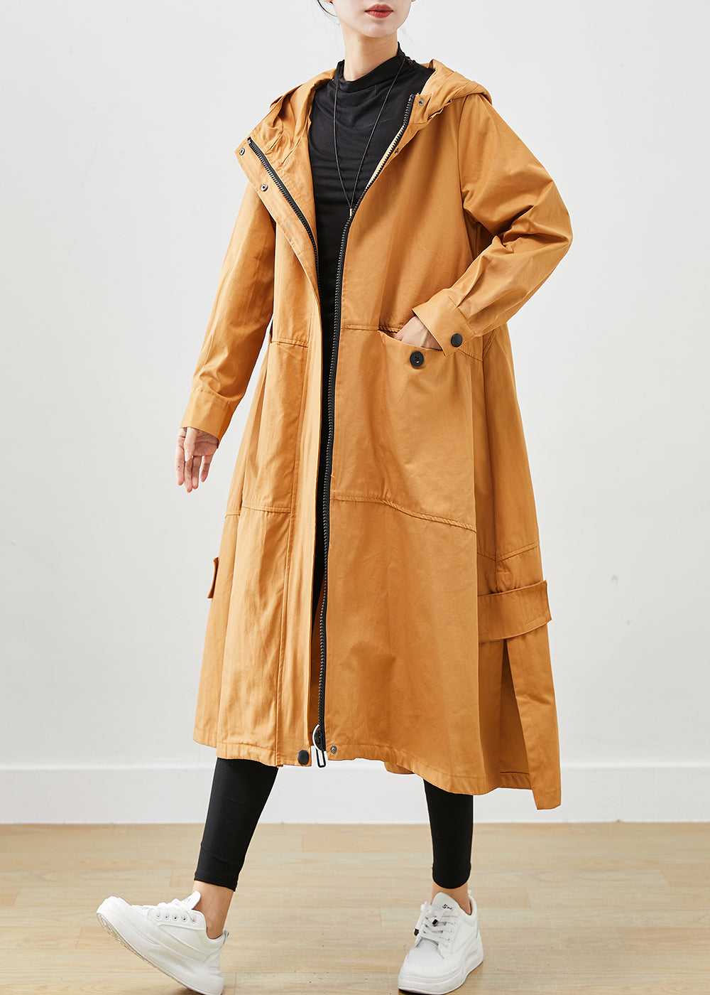 Drune | Lockere Baumwoll-Trenchcoats mit Kapuze und Taschen