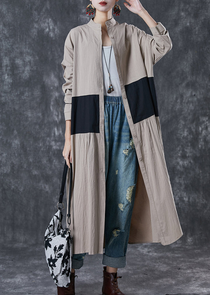 Drune | Patchwork Baumwolle Trenchcoats Stehkragen
