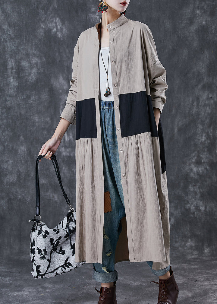 Drune | Patchwork Baumwolle Trenchcoats Stehkragen