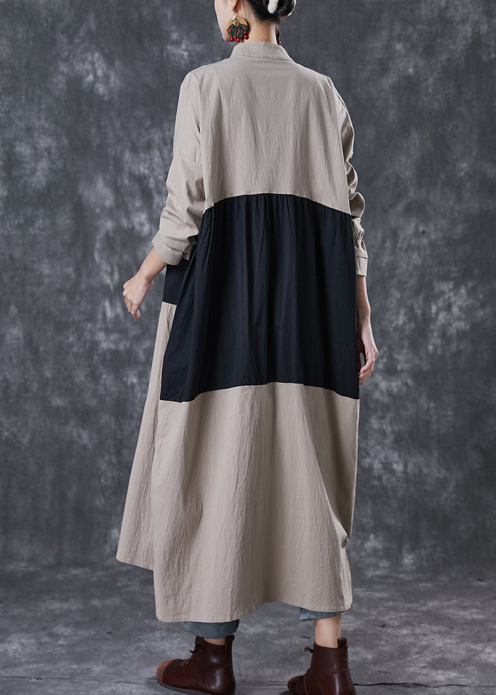 Drune | Patchwork Baumwolle Trenchcoats Stehkragen