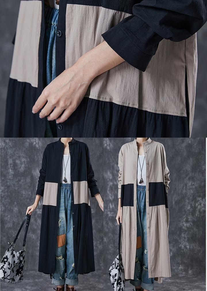 Drune | Patchwork Baumwolle Trenchcoats Stehkragen