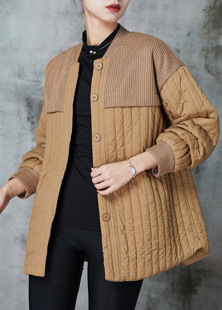 Drune | Patchwork Strick Feine Baumwolle Gefüllte Jacken Stehkragen
