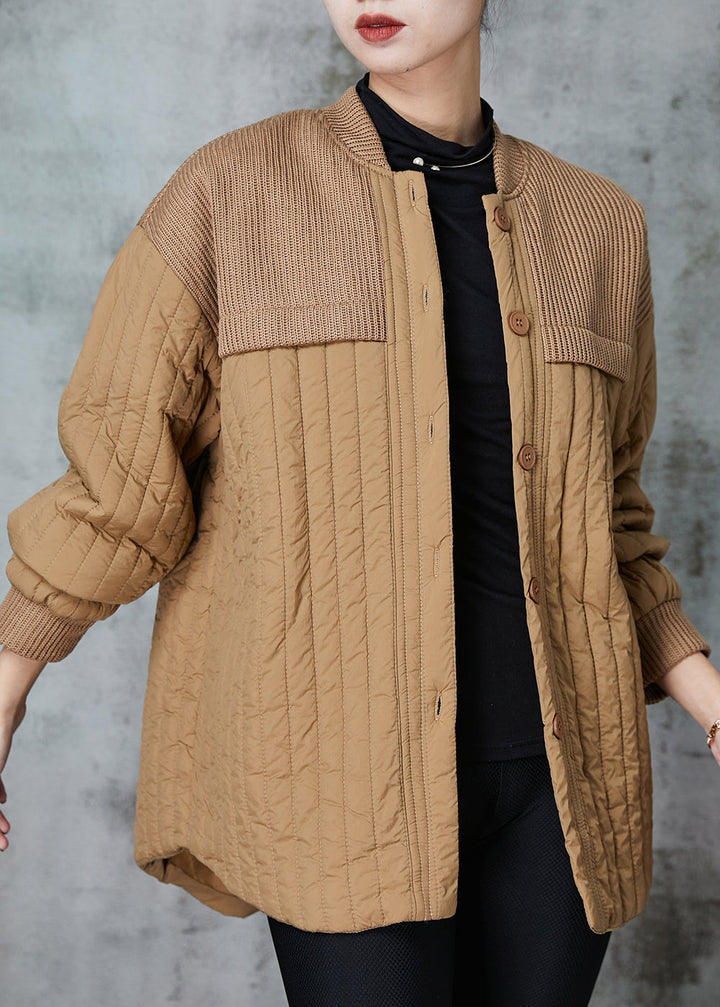 Drune | Patchwork Strick Feine Baumwolle Gefüllte Jacken Stehkragen