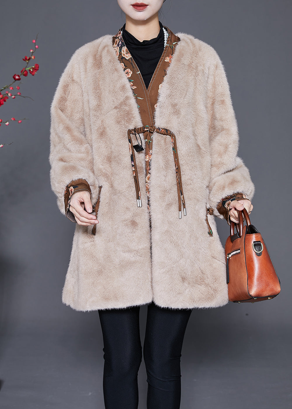 Drune | Patchwork-Mink-Veloursmäntel mit Quasten und chinesischen Knöpfen Winter