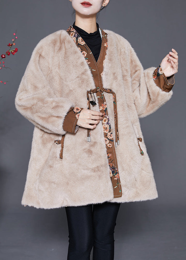 Drune | Patchwork-Mink-Veloursmäntel mit Quasten und chinesischen Knöpfen Winter