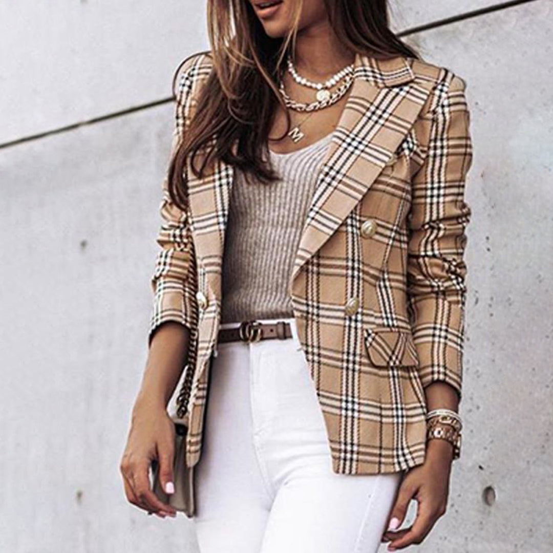 Drune | Kariertes Blazer Polyester Elegant und Zeitlos