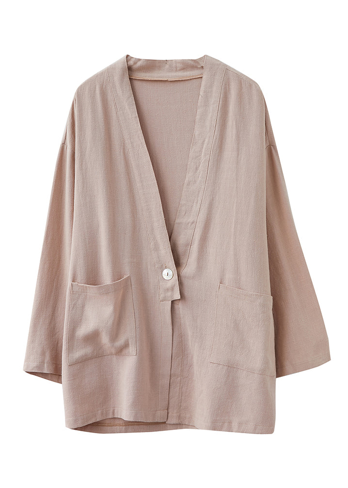 Drune | Taschen Patchwork Baumwoll-Cardigan Mäntel V-Ausschnitt