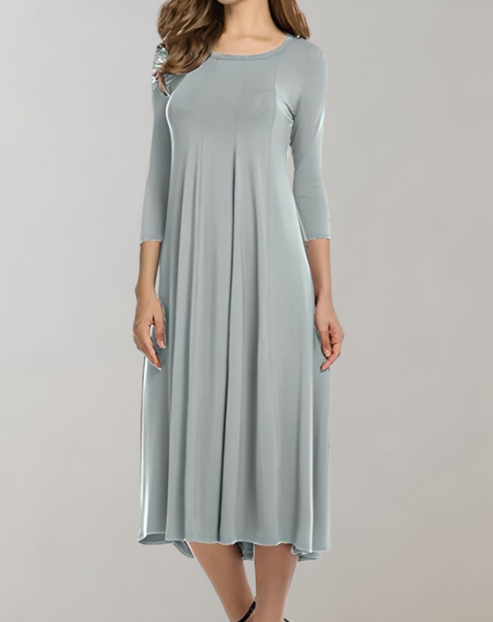 Swingkleid mit 3/4-Ärmeln und Rundem Ausschnitt