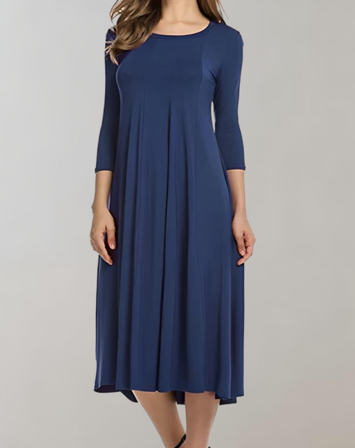 Swingkleid mit 3/4-Ärmeln und Rundem Ausschnitt