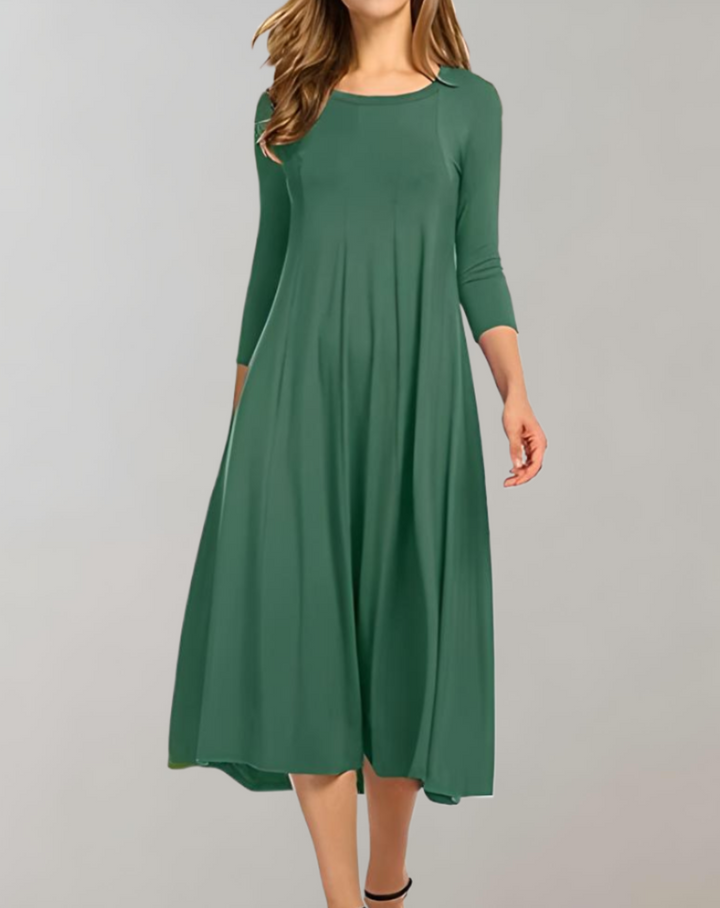 Swingkleid mit 3/4-Ärmeln und Rundem Ausschnitt