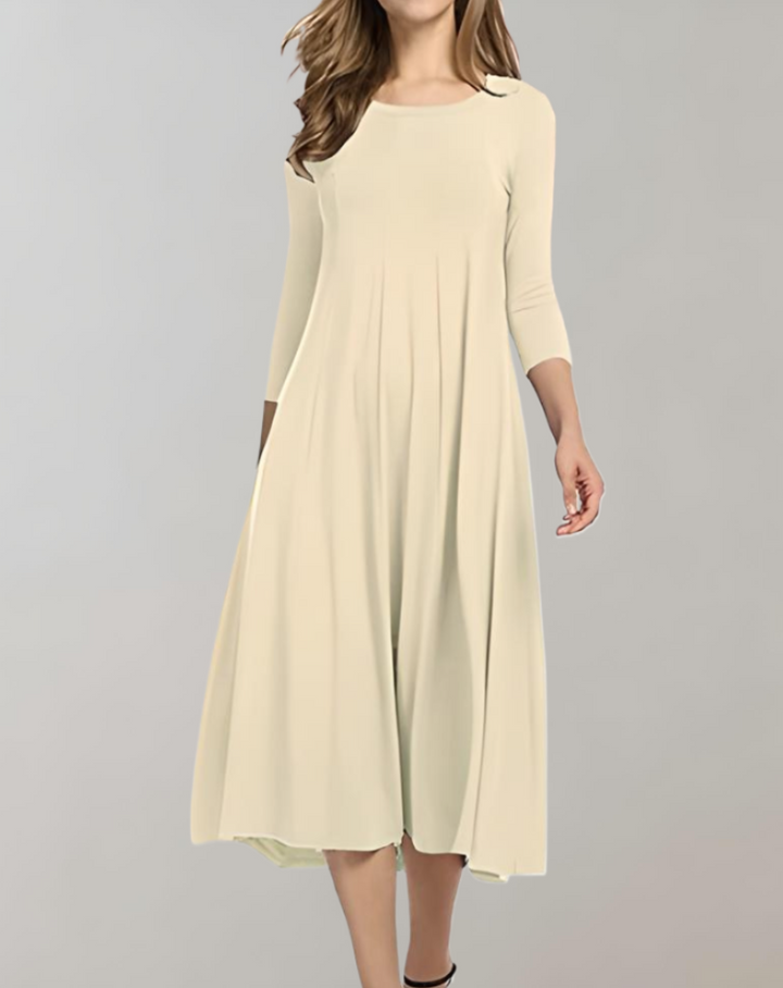 Swingkleid mit 3/4-Ärmeln und Rundem Ausschnitt
