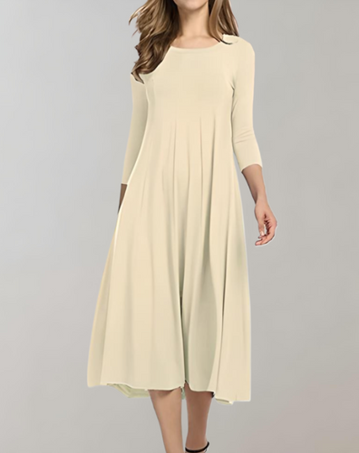 Swingkleid mit 3/4-Ärmeln und Rundem Ausschnitt