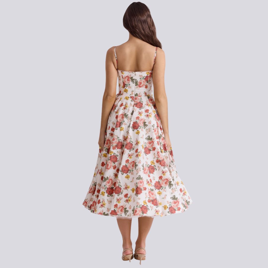 Drune | Stilvolle V-Ausschnitt A-Linien Maxi Kleid