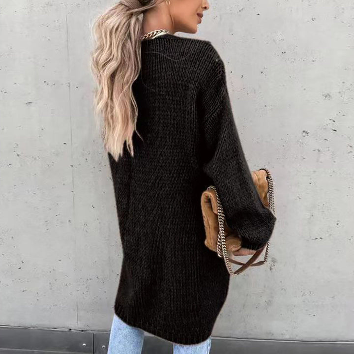 Drune | Damen Langer Cardigan mit Langen Ärmeln und Offener Vorderseite