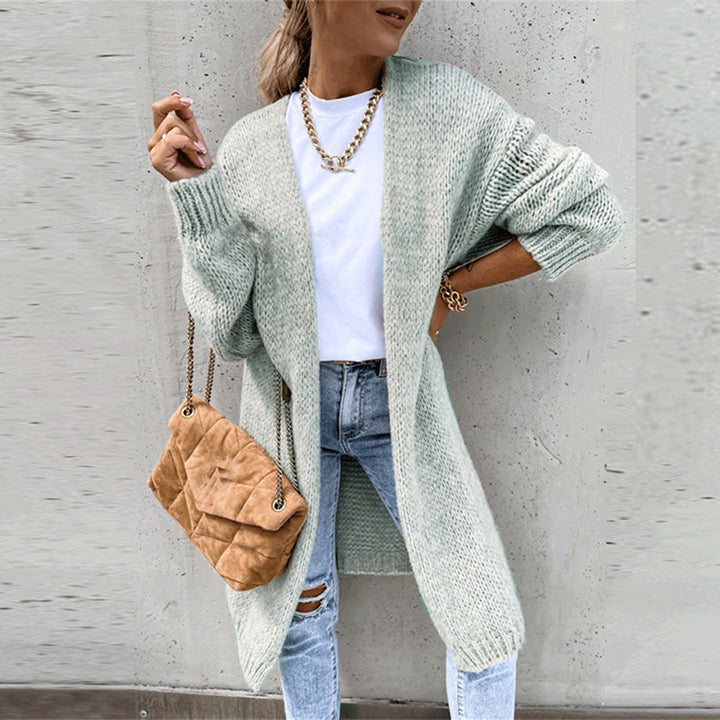 Drune | Damen Langer Cardigan mit Langen Ärmeln und Offener Vorderseite