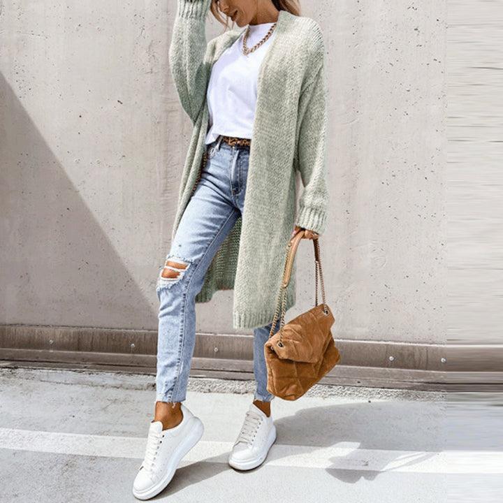 Drune | Damen Langer Cardigan mit Langen Ärmeln und Offener Vorderseite