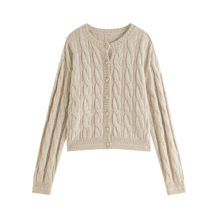 Drune | Klassische Strickjacke Damen mit Kabelmuster