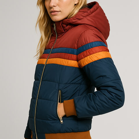 Drune | Damen Retro Regenjacke mit Kapuze