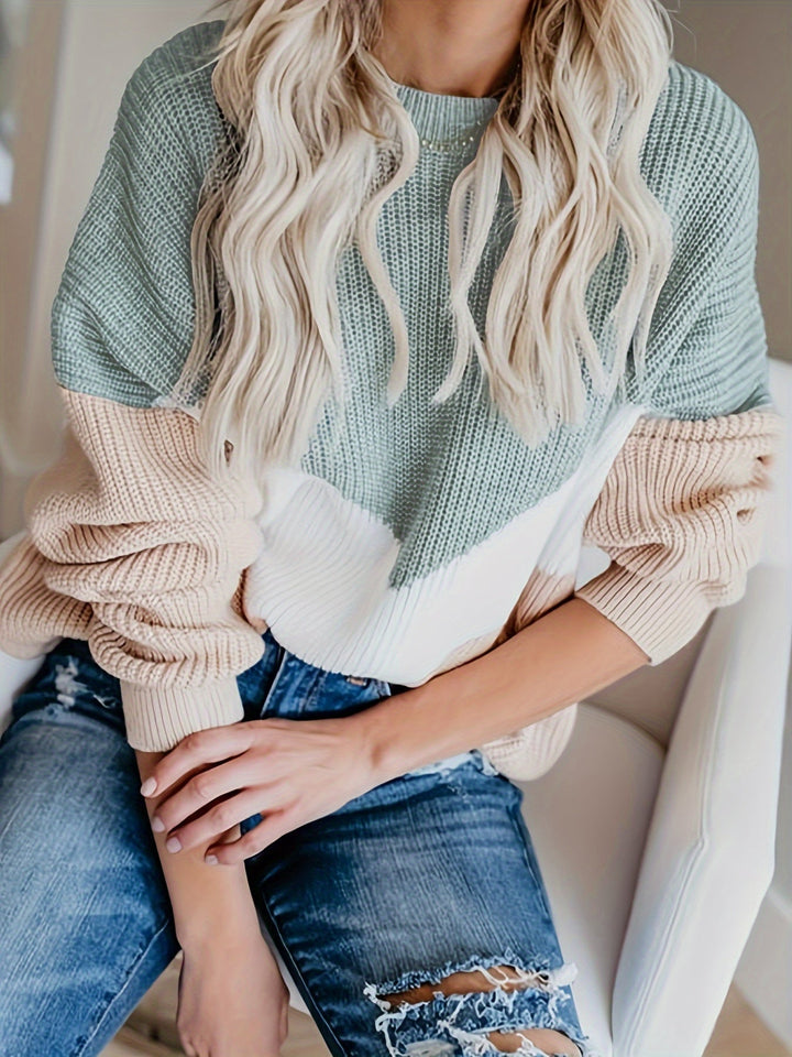 Drune | Damen Farbblock Rippstrickpullover