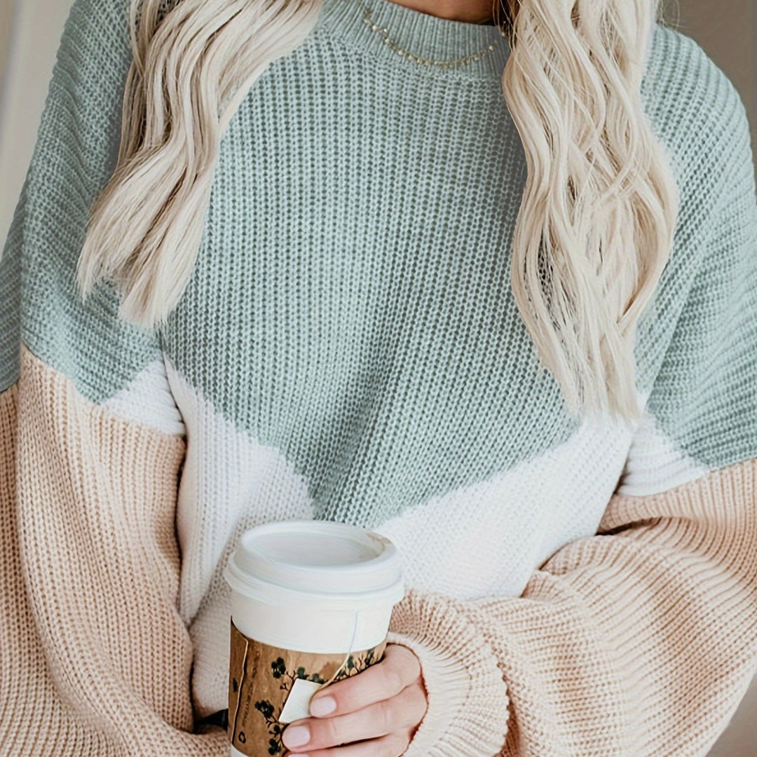 Drune | Damen Farbblock Rippstrickpullover