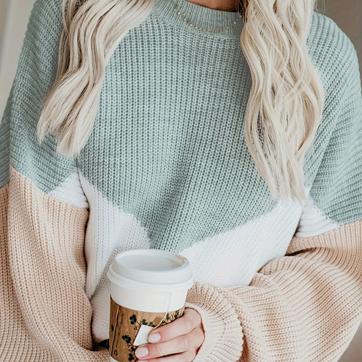 Drune | Damen Farbblock Rippstrickpullover