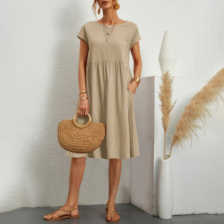 Kleid mit Rundhalsausschnitt aus Baumwolle