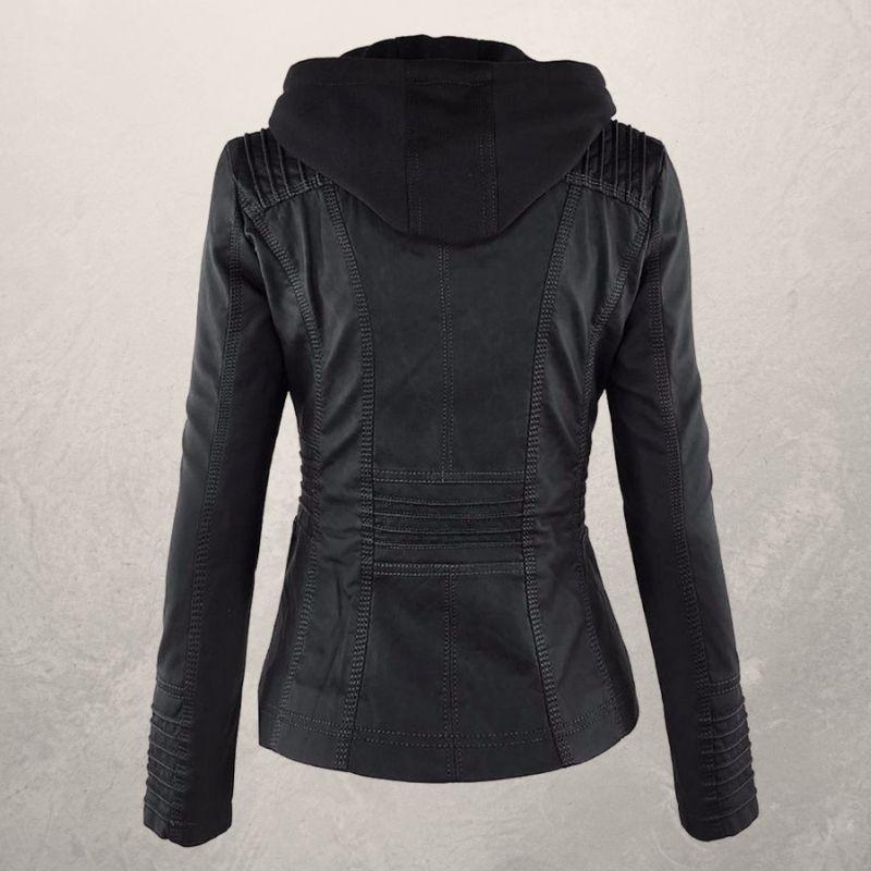 Drune | Kunstlederjacke Slim Fit Kapuzenzip Jacke