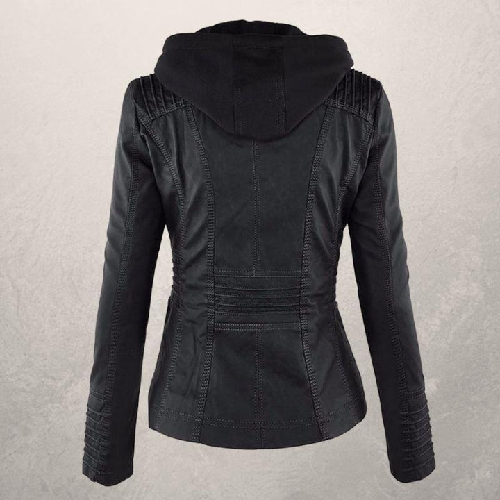 Drune | Kunstlederjacke Slim Fit Kapuzenzip Jacke