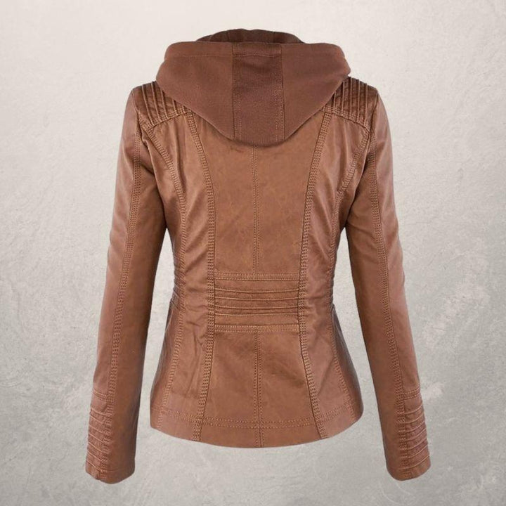 Drune | Kunstlederjacke Slim Fit Kapuzenzip Jacke