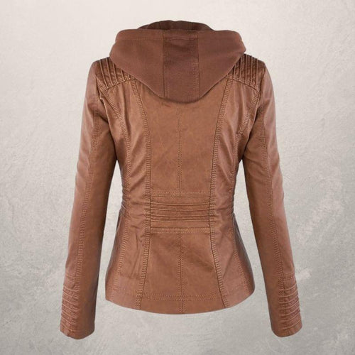 Drune | Kunstlederjacke Slim Fit Kapuzenzip Jacke