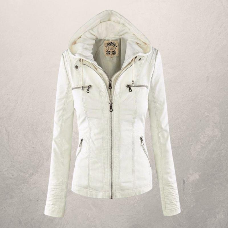 Drune | Kunstlederjacke Slim Fit Kapuzenzip Jacke