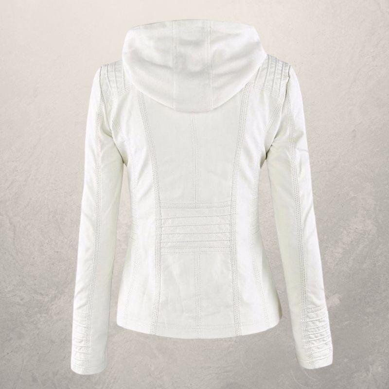 Drune | Kunstlederjacke Slim Fit Kapuzenzip Jacke