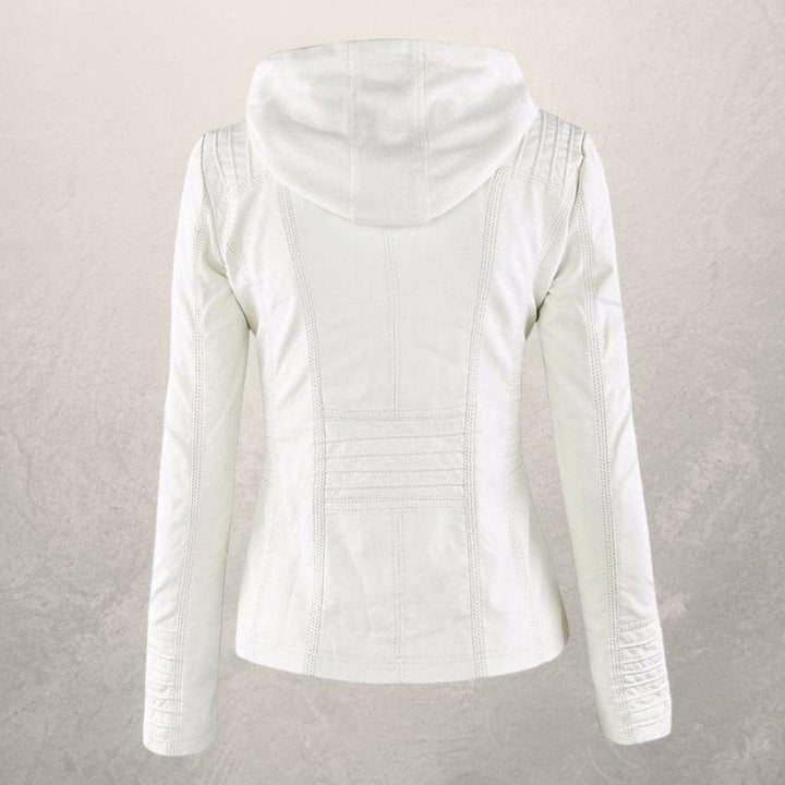 Drune | Kunstlederjacke Slim Fit Kapuzenzip Jacke