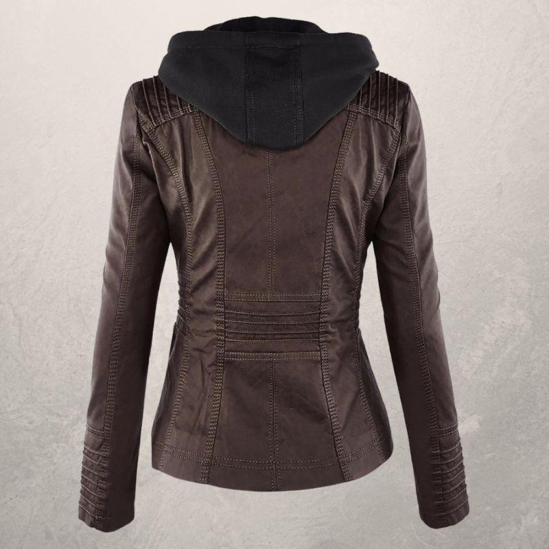 Drune | Kunstlederjacke Slim Fit Kapuzenzip Jacke