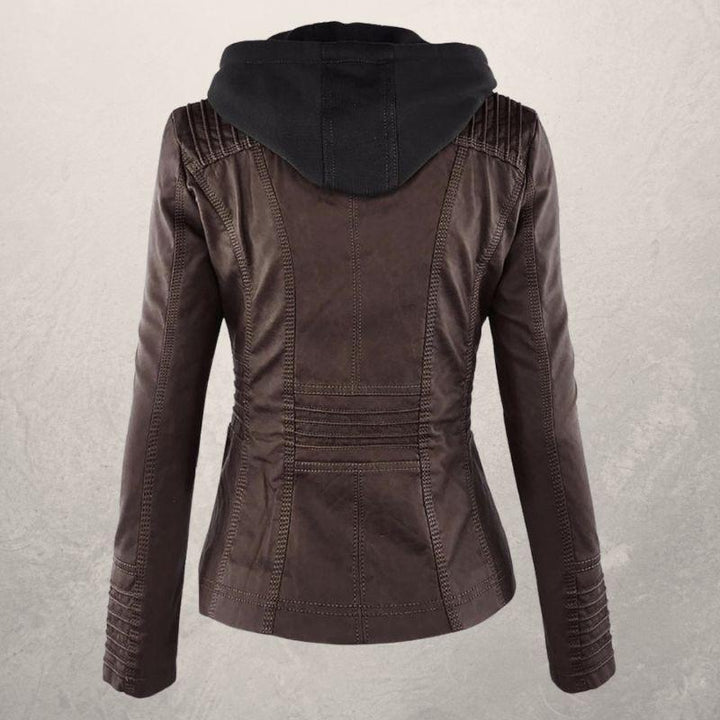 Drune | Kunstlederjacke Slim Fit Kapuzenzip Jacke