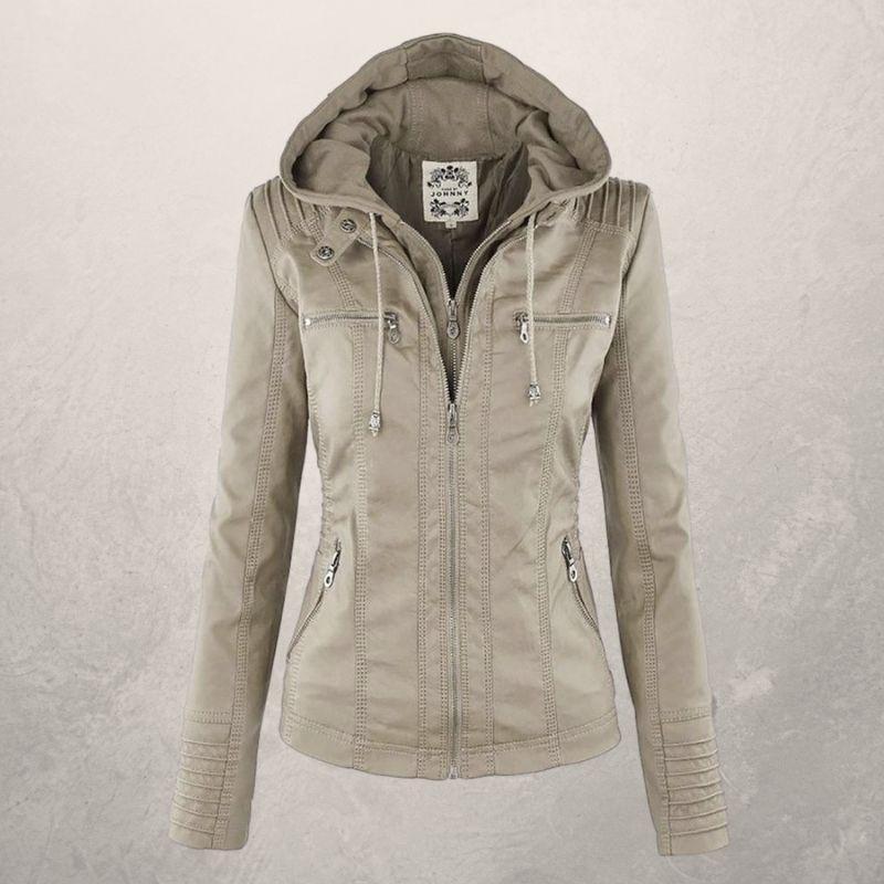 Drune | Kunstlederjacke Slim Fit Kapuzenzip Jacke