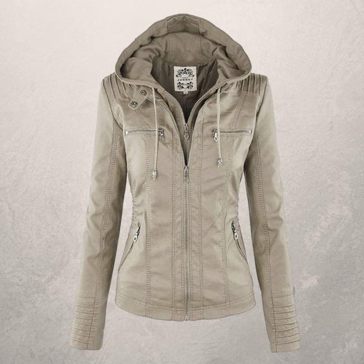 Drune | Kunstlederjacke Slim Fit Kapuzenzip Jacke