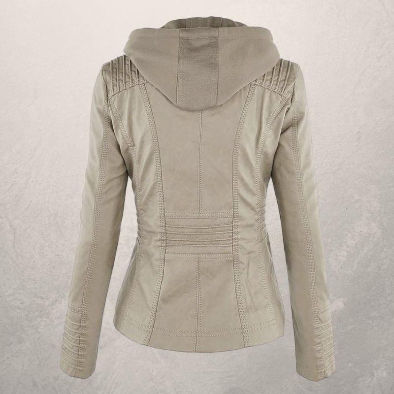 Drune | Kunstlederjacke Slim Fit Kapuzenzip Jacke