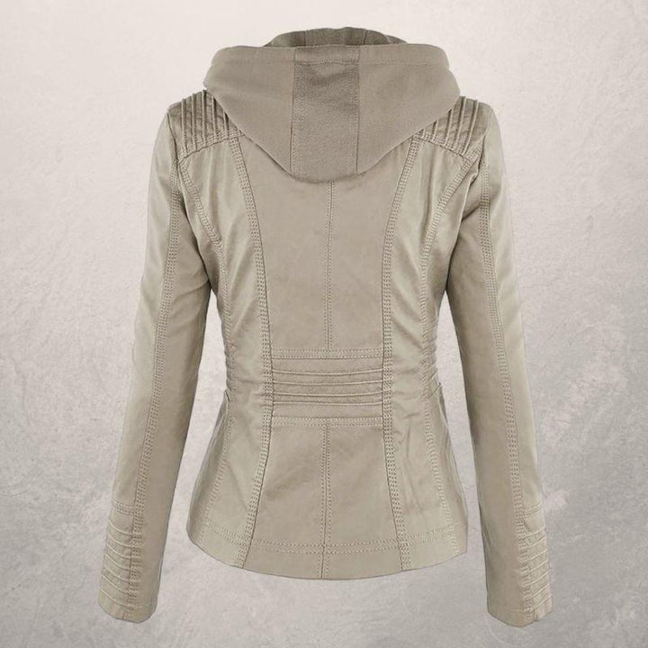 Drune | Kunstlederjacke Slim Fit Kapuzenzip Jacke