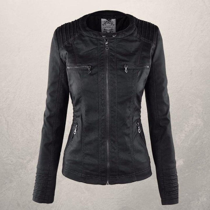 Drune | Kunstlederjacke Slim Fit Kapuzenzip Jacke