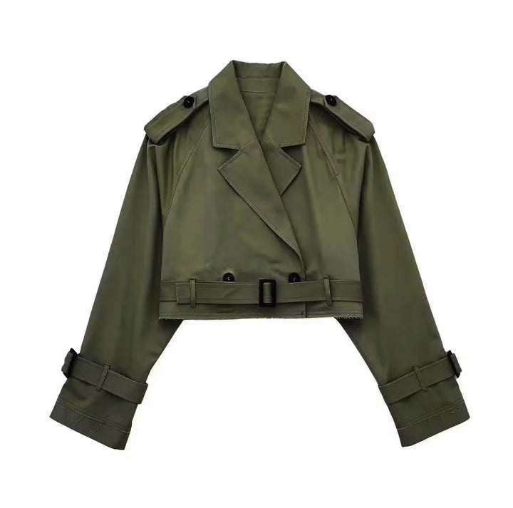 Drune | Trench Doppelreiher Gurt Herbstjacke Kurzer Trenchcoat Frauen