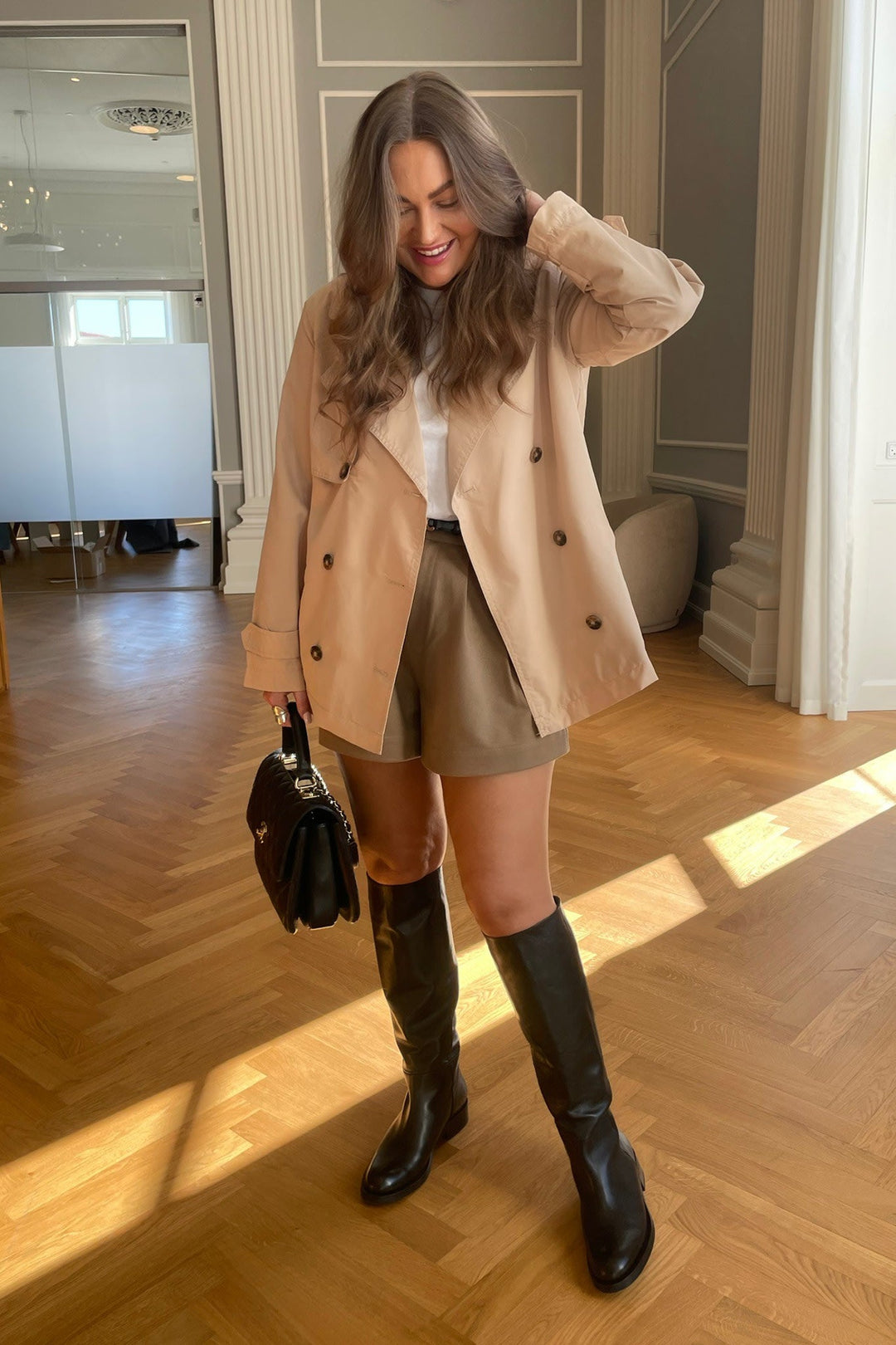 Drune | Trenchcoat Gürtel Doppelt Genäht Beiger Trenchcoat Trenchcoat Frauen