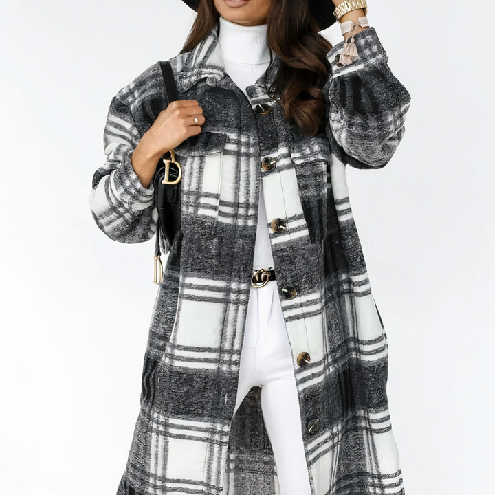 Drune | Lange karierte Winterjacke