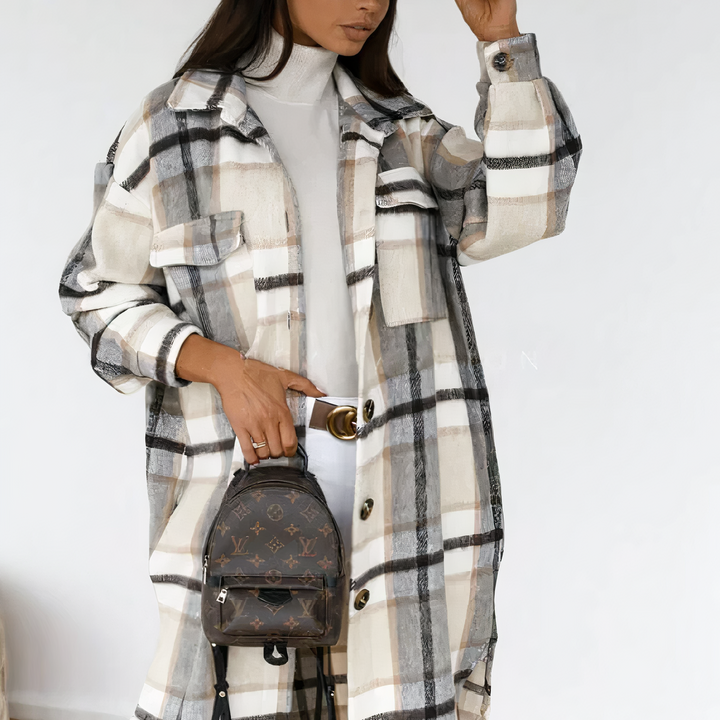 Drune - Lange Karierte Winterjacke