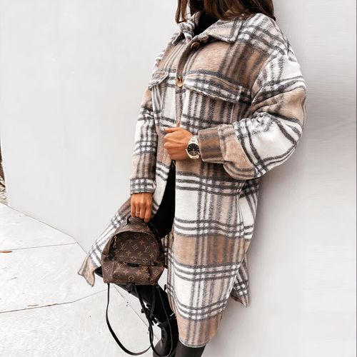 Drune | Lange karierte Winterjacke